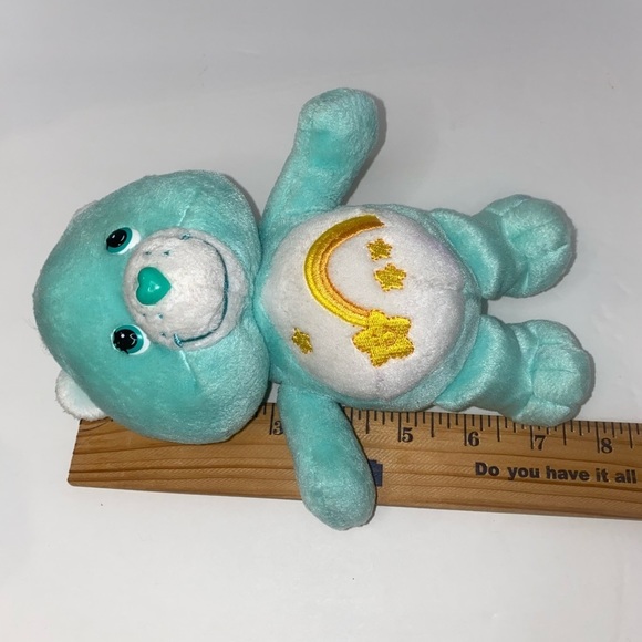Care Bears 2002 Wish Bear Teal Green 7-8" Play Along Pellets In Bottom To Sit - Picture 7 of 7